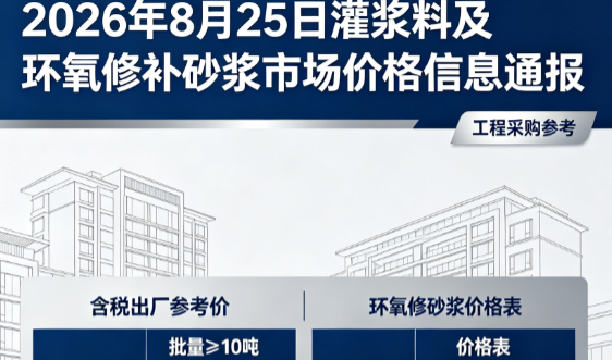 醴陵2026年8月25日灌浆料及环氧修补砂浆市场价格信息通报